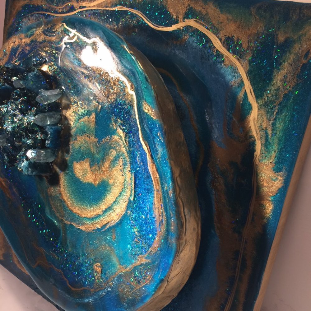 Resin Geode Abstract style Wall Art by me 12x12